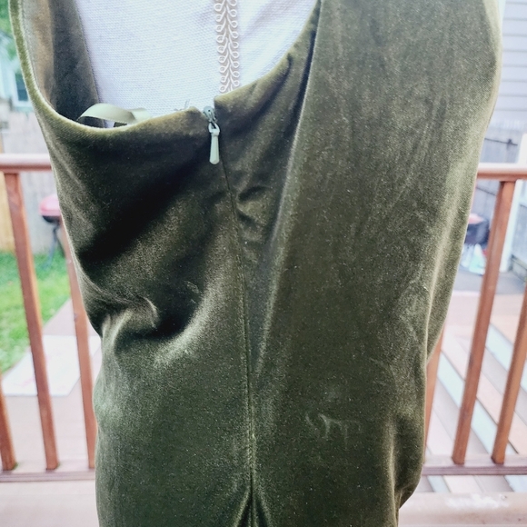 Green Evening Dress Velour One Shoulder Formal Split Side fits L - Picture 9 of 13